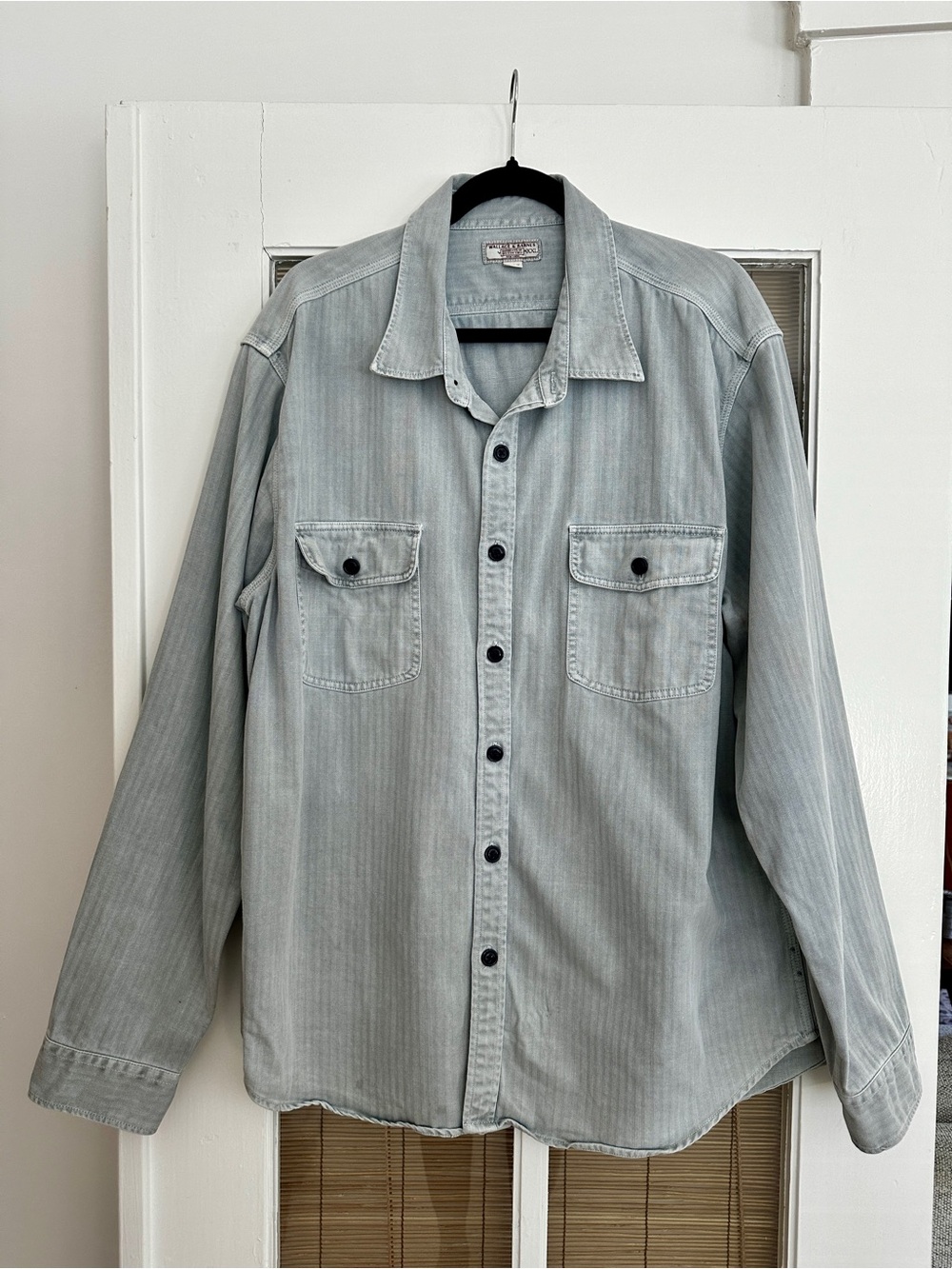 Light Blue Striped 100% Cotton Wallace & Barnes Casual Button-Down Shirt - Men